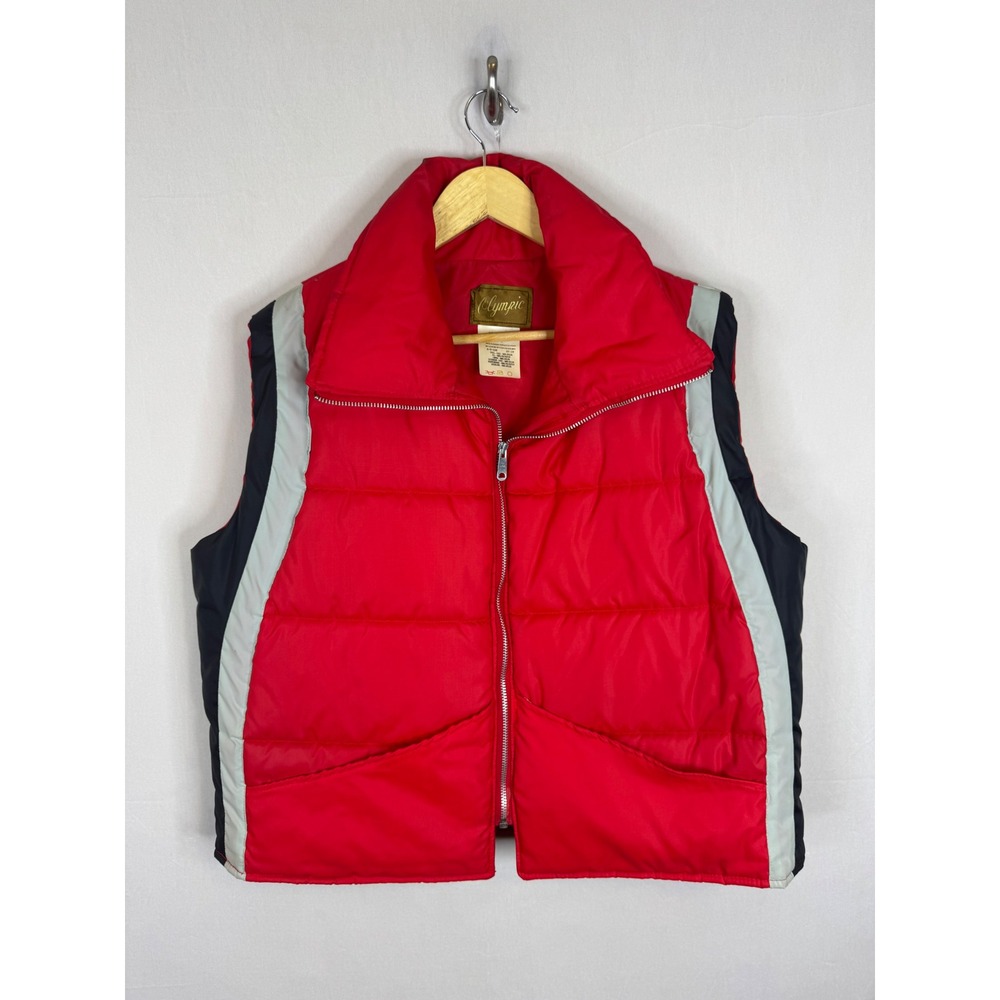 Vintage Olympic Red Puffer Vest XL Full Zip Retro Ski Canada